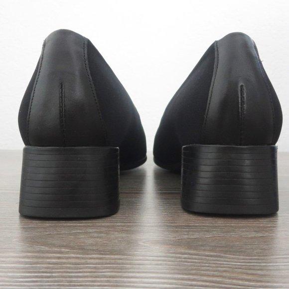 Munro Jet Black Traveler Shoes 1.5" Low Heel Square Closed Toe Slip On Sz 7 - Picture 10 of 15